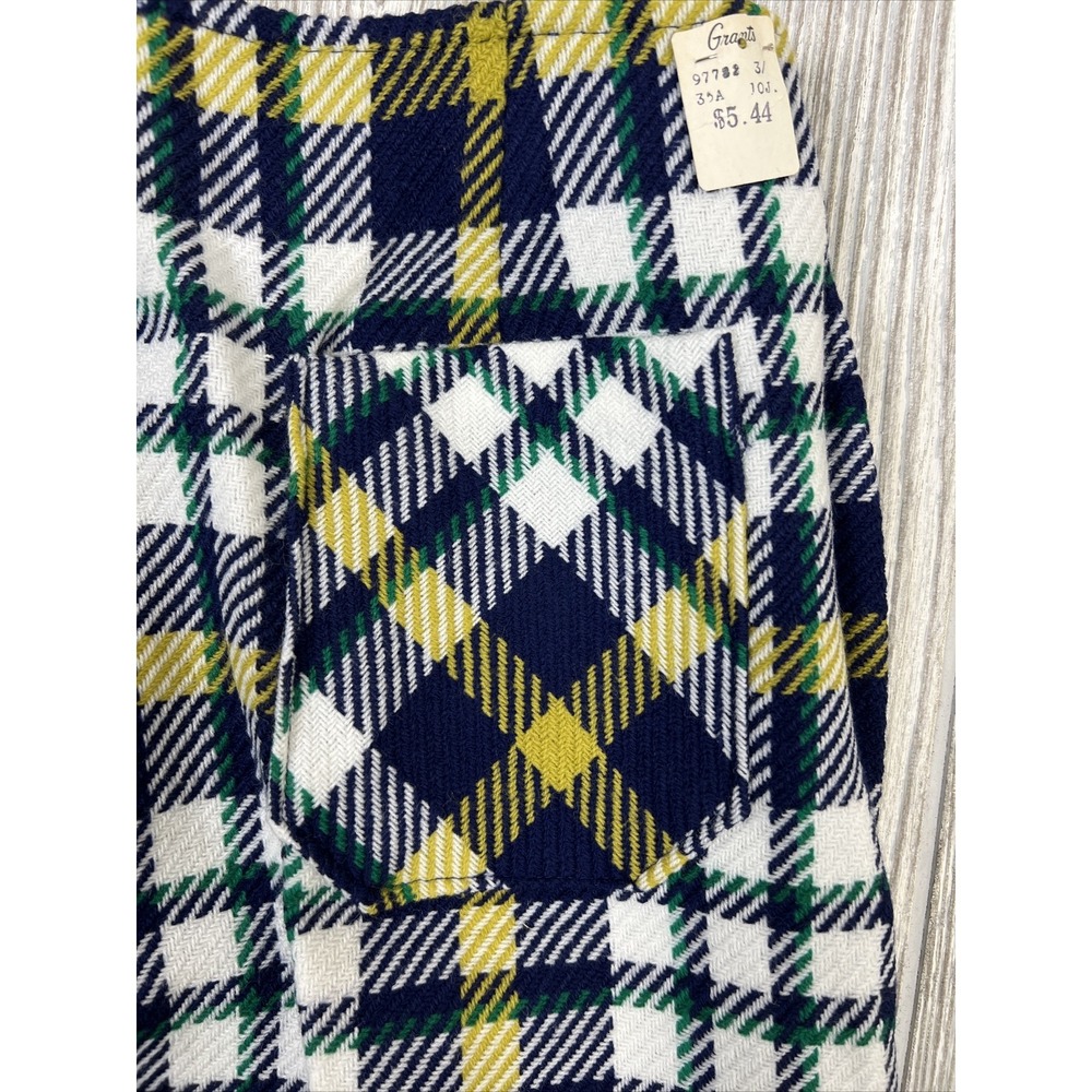 NWT Vintage 60s 70s Navy‎ Plaid High Waist Zip Button Acrylic Nylon Womens SZ 14 - Picture 4 of 12